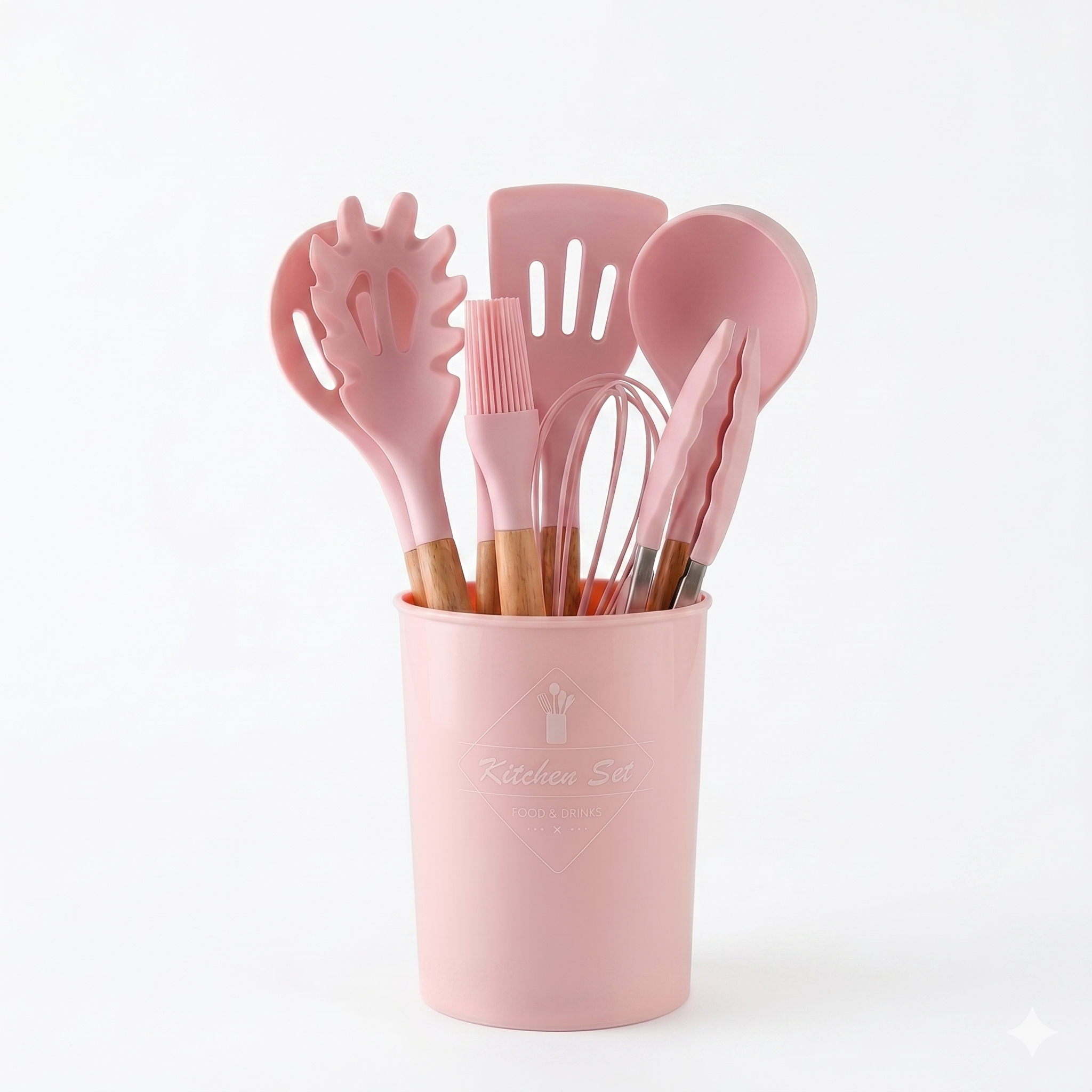 12 Pcs Silicone Kitchen Utensils Set ( Pink )