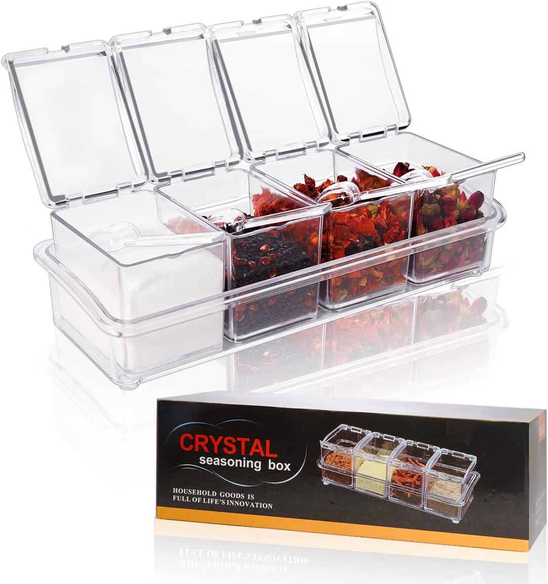 4 Pcs Crystal Spice Box Set